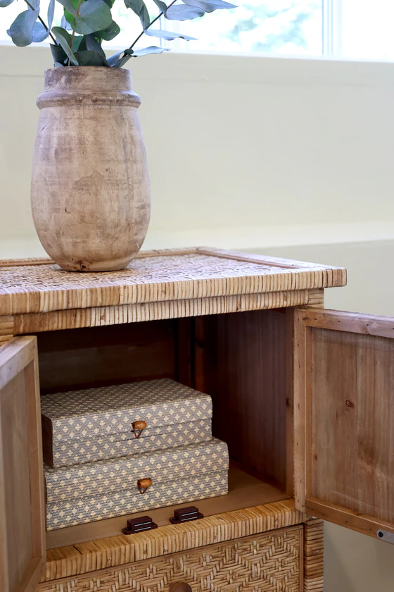 Aufbewahrungsschrank Chic Antique Geflecht Natur Tannenholz