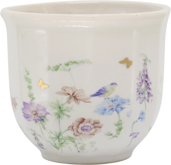 Keramik-Übertopf Chic Antique Papillon Creme Blumenmuster