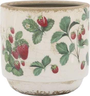 Keramik-Übertopf Chic Antique Fraises Creme – Erdbeer-Design