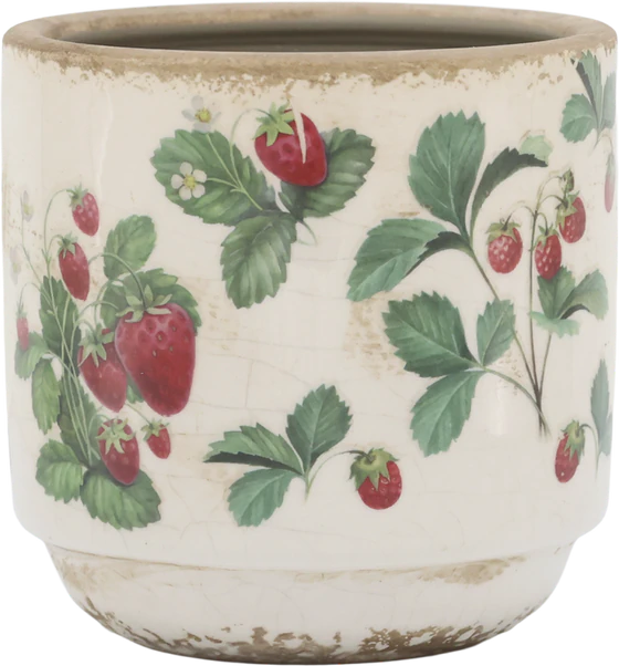 Keramik-Übertopf Chic Antique Fraises Creme – Erdbeer-Design