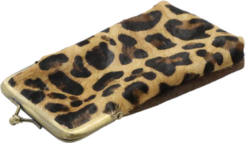 Reißverschluss-Etui Chic Antique Leder Leopard Unikat