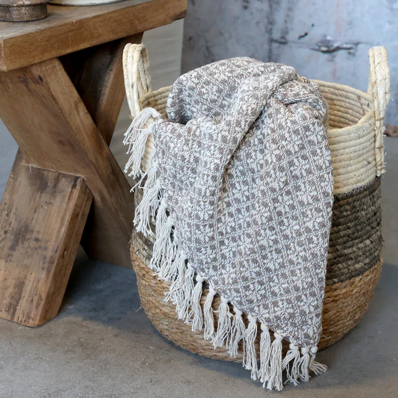 Wohndecke Chic Antique Aix Plaid Latte Creme Baumwolle Recycelt