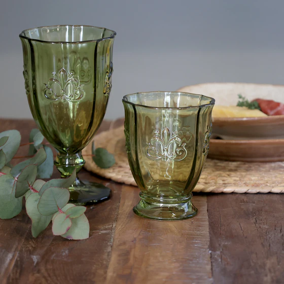 Trinkglas Chic Antique Saint-Émilion Olivgrün Vintage-Unikat