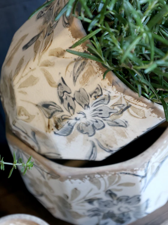 Übertopf Chic Antique Croix Keramik Creme – Handgefertigt