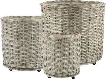 Korb-Set mit Rollen Chic Antique Natur 3er-Set Weide