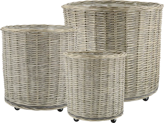 Korb-Set mit Rollen Chic Antique Natur 3er-Set Weide