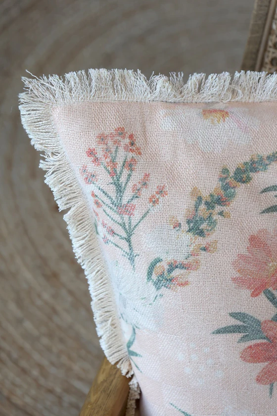 Dekorativer Kissenbezug Chic Antique Aix Rosa Fransen 50x50 cm
