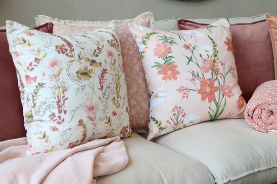 Kissenbezug 50x50 Rosa Baumwolle Chic Antique Aix Blumenmuster