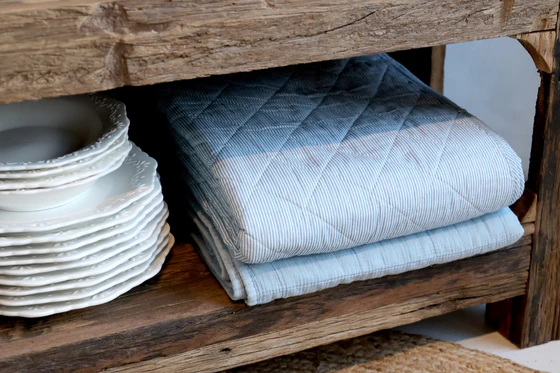 Tagesdecke Chic Antique Aix Quilt Streifen Sky Blue Baumwolle