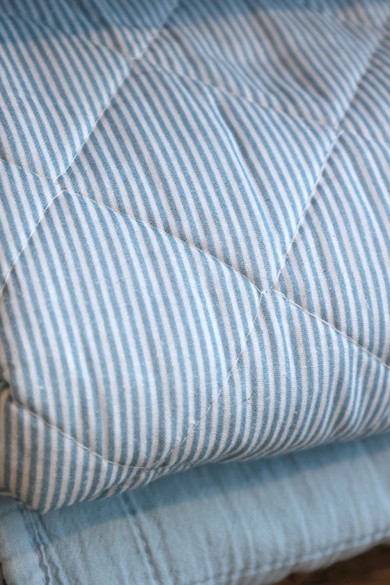 Tagesdecke Chic Antique Aix Quilt Streifen Sky Blue Baumwolle