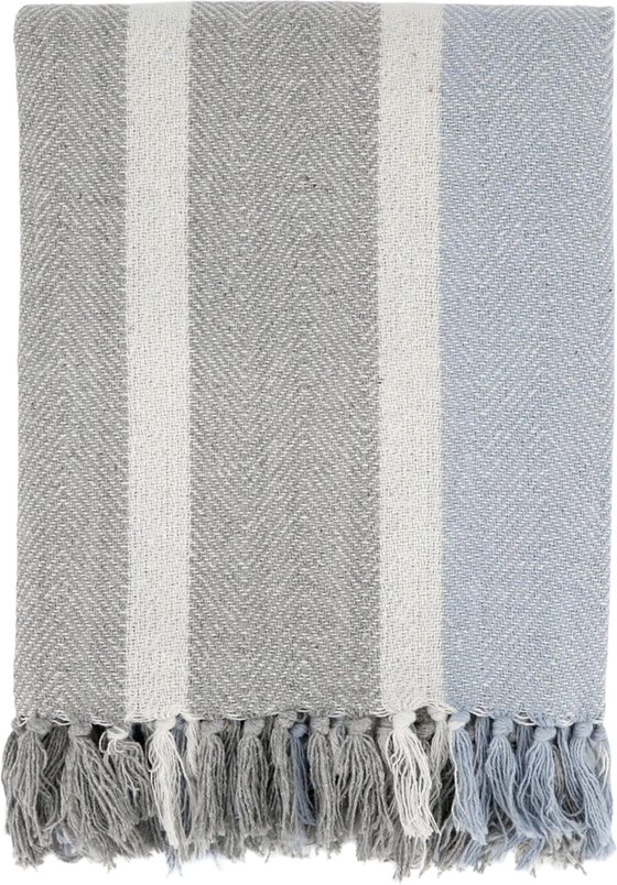 Wohndecke Chic Antique Aix Plaid Grau Blau Nachhaltig 150x130