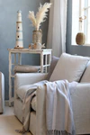Wohndecke Chic Antique Aix Plaid Grau Blau Nachhaltig 150x130