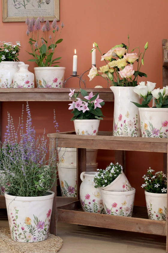 Dekorativer Blumentopf Creme Chic Antique Avignon Keramik