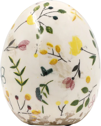 Dekoratives Keramik-Ei Chic Antique Cavaillon Creme Blumenmotiv