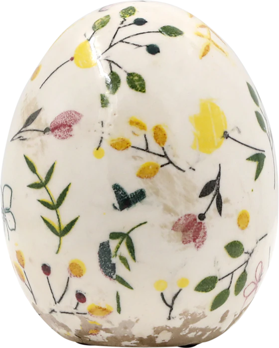 Dekoratives Keramik-Ei Chic Antique Cavaillon Creme Blumenmotiv