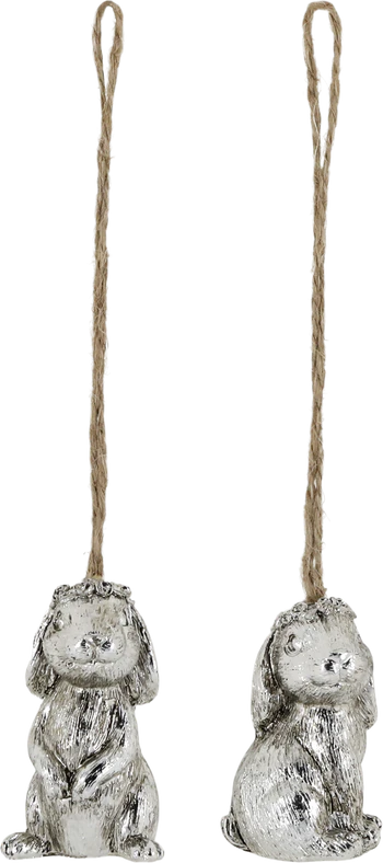 Dekorative Anhänger Chic Antique Kaninchen Set 2 antik-silber