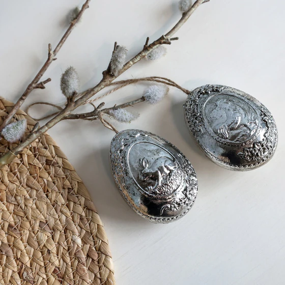 Dekoratives Aufhänge-Osterei-Set Chic Antique antik silber