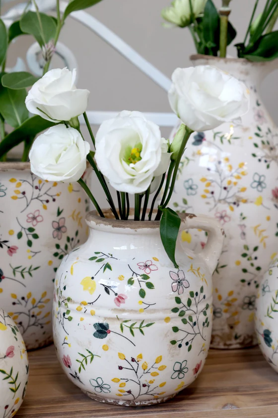 Dekorative Keramikflasche Chic Antique Cavaillon Creme Vintage