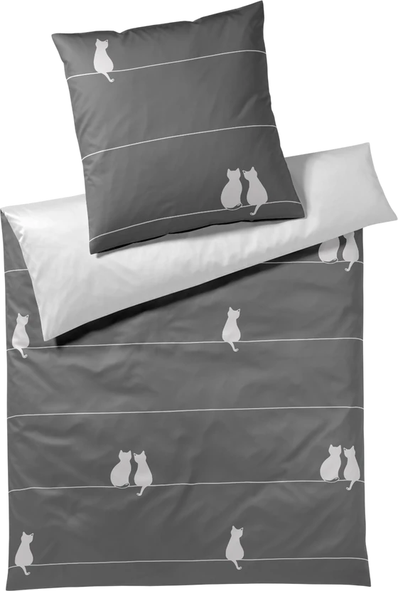 Bettwäsche-Garnitur Elegante You & Me 24559 Anthrazit Baumwolle