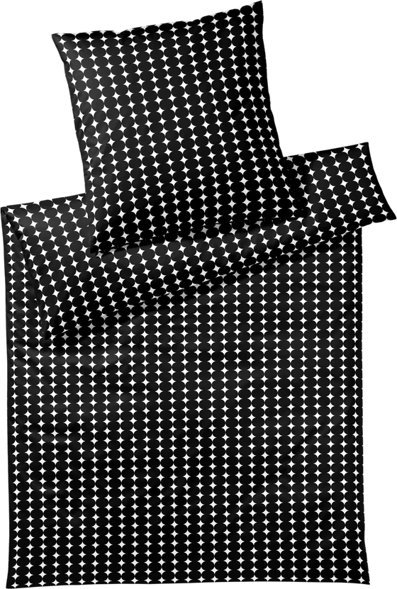 Bettwäsche-Garnitur Elegante Bubbles Schwarz-Weiß Baumwolle