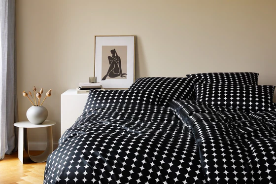 Bettwäsche-Garnitur Elegante Bubbles Schwarz-Weiß Baumwolle