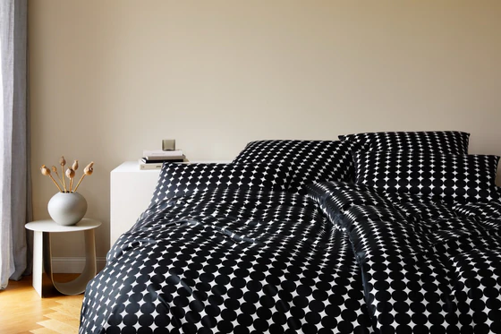 Bettwäsche-Garnitur Elegante Bubbles Schwarz-Weiß Baumwolle