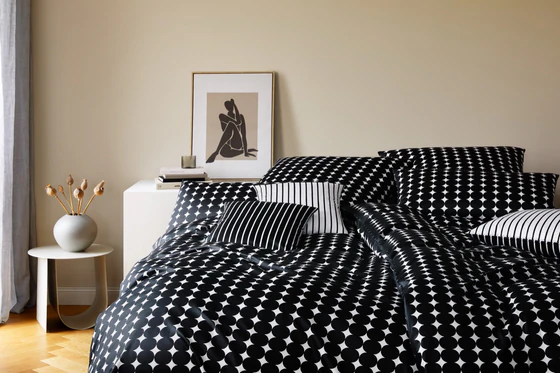 Bettwäsche-Garnitur Elegante Bubbles Schwarz-Weiß Baumwolle