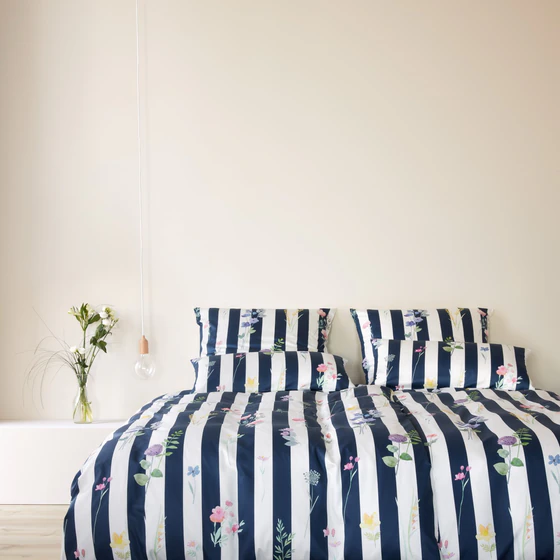 Bettwäsche-Garnitur Flowerstripe-24577-2 Marine Elegante Baumwolle