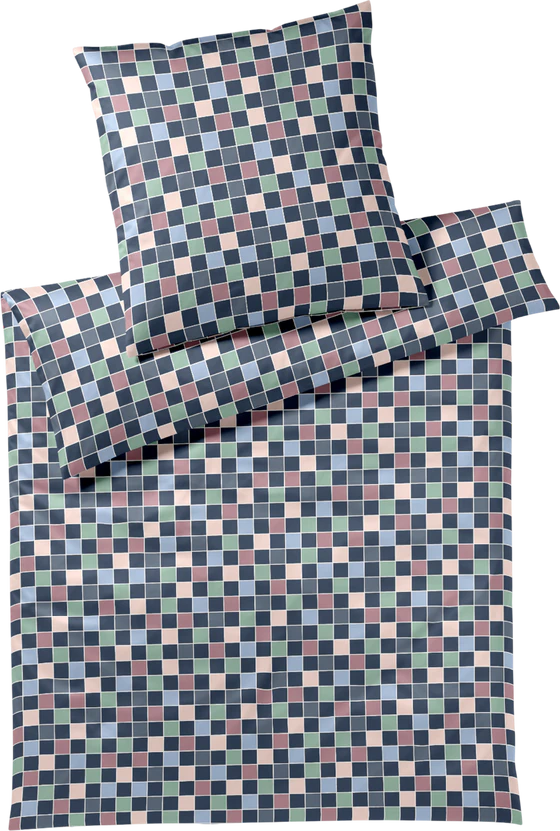 Bettwäsche-Garnitur Nachtblau Scrabble 24580-2 Elegante Mako-Satin