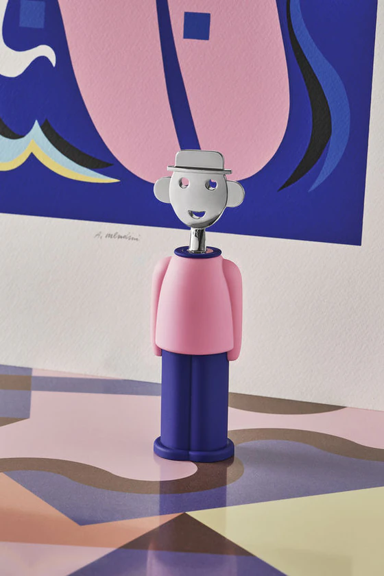 Korkenzieher Alessi AM23 PAZ – Ikonisches Design in Rosa-Blau