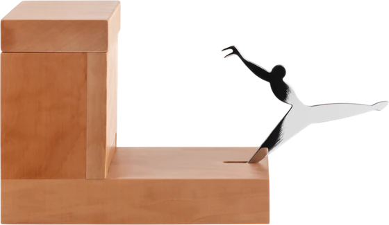 Zahnstocherbehälter Alessi CO1369 Edelstahl Birnbaumholz