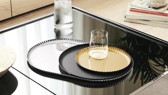 Rundes Serviertablett Alessi Pleats-JK02 Edelstahl Glanz