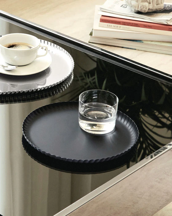 Rundes Serviertablett Alessi Pleats-JK02 Edelstahl Glanz