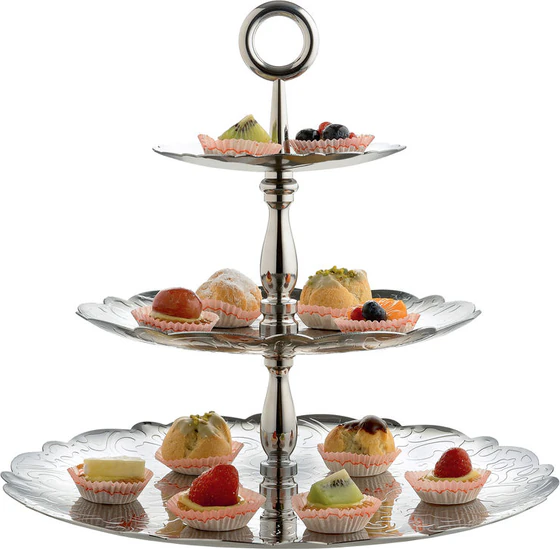 Etagere Alessi Dressed-MW52/3 – Edelstahl mit Reliefdekor