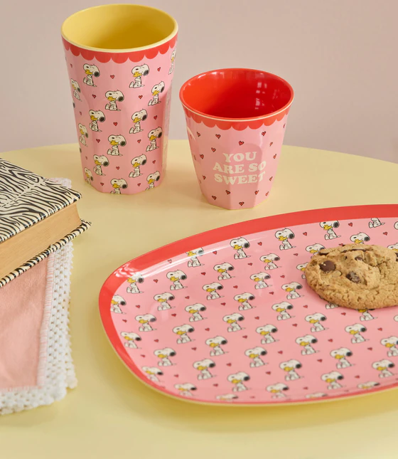 Rechteckiger Melaminteller Snoopy Pink – Rice by Rice