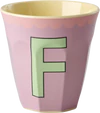 Melaminbecher Rice by Rice Lavendel F 250 ml Vintage-Stil - Melamine Cup with the Letter F - Vintage - Lavender - Medium - 250 ml