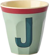 Melaminbecher Rice by Rice Khaki J Vintage 250 ml bruchfest - Melamine Cup with the Letter J - Vintage - Khaki - Medium - 250 ml