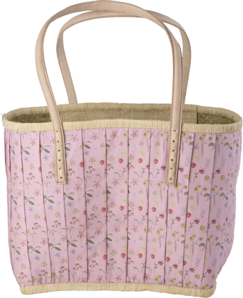Aufbewahrungskorb Pink Ledergriffe Rice by Rice 30cm