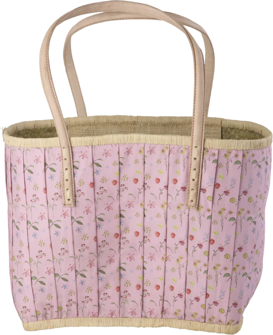 Aufbewahrungskorb Pink Ledergriffe Rice by Rice 30cm