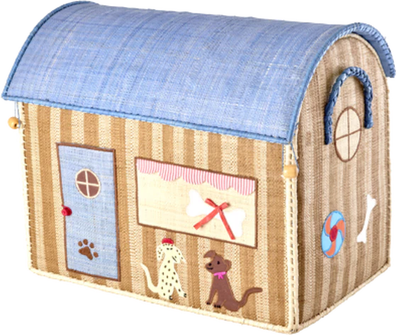 Spielzeugkorb-Set Raffia Paris-Motiv Rice by Rice – Handgefertigt, Unikat