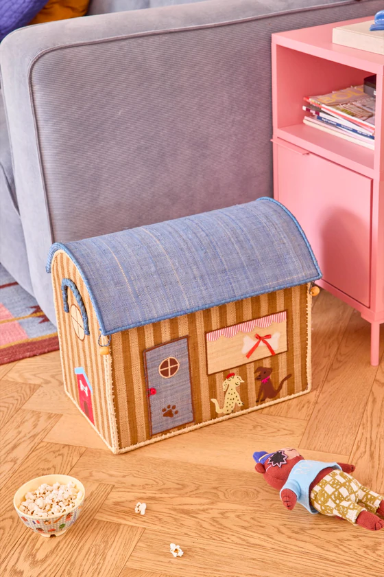 Spielzeugkorb-Set Raffia Paris-Motiv Rice by Rice – Handgefertigt, Unikat