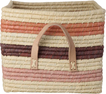Aufbewahrungskorb Raffia Ledergriffe Rice by Rice – Unikat