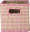 Quadratischer Raffia Aufbewahrungskorb klein Pink Checks Rice by Rice
