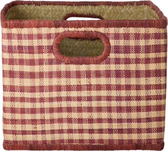 Aufbewahrungskorb Raffia Brown Checks Rice by Rice – Groß, Unikat
