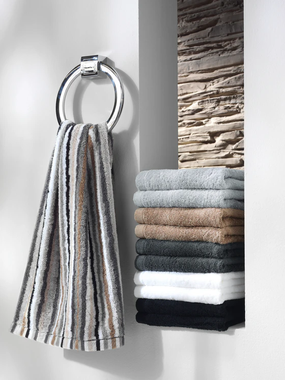 Cawö Frottiertücher Lifestyle 7048-37 Kiesel – Edle Streifen-Handtücher aus 100 % Baumwolle