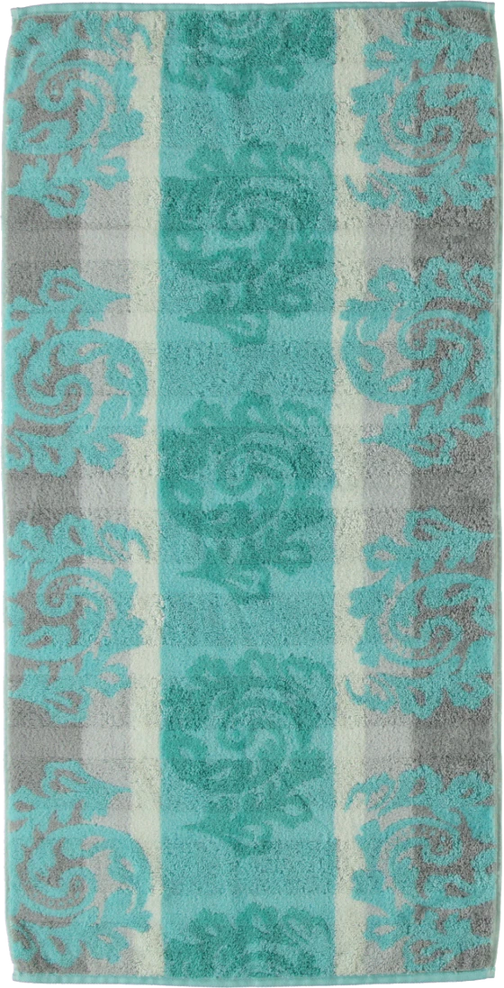 Cawö Frottiertücher Noblesse Cashmere Jacquard 1057-14 Mint – Luxuriöse Walkfrottier-Handtücher aus 100 % Baumwolle