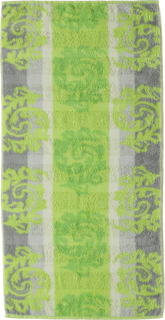 Cawö Frottiertücher Noblesse Cashmere Jacquard Kiwi 45 – Luxuriöse Walkfrottier-Handtücher aus 100 % Baumwolle