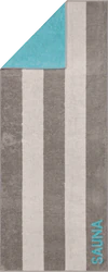 Cawö Saunatuch 599 – Hochwertiges Saunatuch mit “Sauna”-Schriftzug aus 100 % Baumwolle - 34 blau/grau